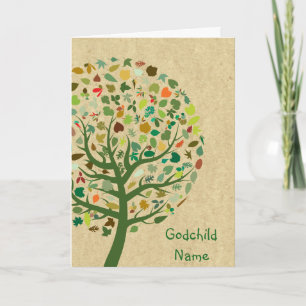 Cartão De Festividades Rustic Tree of Life Teen Goddaughter Personalized