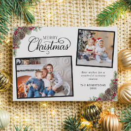 Cartão De Festividades Rustic Watercolor Botanical Christmas 2 Photo