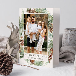 Cartão De Festividades Rustic Watercolor Pine Cone Wreath 2 Foto