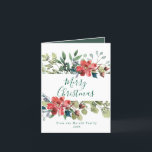 Cartão De Festividades Rustic Watercolor Winter Greenery com Flores Verme<br><div class="desc">Feliz cartão de Natal elegante e não fotográfico. Este cartão de feriado rústico de cor d'água apresenta um verde de inverno com flores vermelhas. O texto elegante pode ser completamente personalizado com sua escolha de saudação, nome da família, ano e uma mensagem personalizada. Espalhe alegria e acalme esta temporada de...</div>