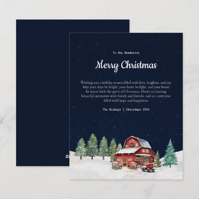 Cartão De Festividades Rustic White Christmas Barn (Frente/Verso)