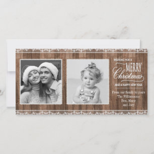 Cartão De Festividades Rustic White Lace & Wood Christmas