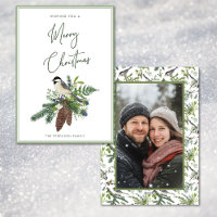 Rustic Winter Bird & Pine Spray Foto Natal
