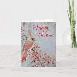 Cartão De Festividades Rustic Winter Bird Watercolor Felry Christmas