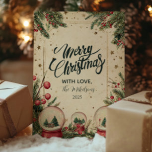 Cartão De Festividades Rustic Winter Snow Globe Holiday