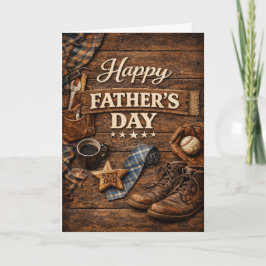 Cartão De Festividades Rustic Wood Workshop Fathers Day
