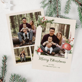 Cartão De Festividades Rustic Woodland Mushroom Natal 4 Foto