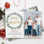 Cartão De Festividades Rustic Wreath Dourado Felry Natal 2 Foto<br><div class="desc">Rustic Wreath Dourado Felry Christmas 2 Photo Holiday Card</div>