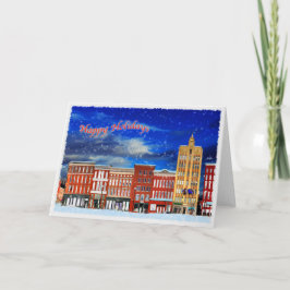 Cartão De Festividades Rutland Vermont numa noite de inverno