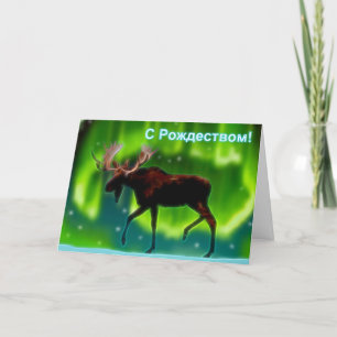 Cartão De Festividades S Rozhdestvom - Luzes do Norte Moose