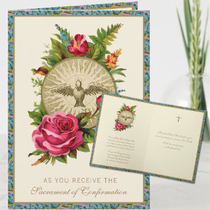 Cartão De Festividades Sacramento de Rosas Rosa Religiosas de Confirmação