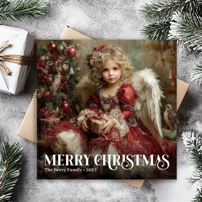Cartão De Festividades Sacred Victorian Angel Traditional Christmas Card (Sacred Victorian Angel Traditional Christmas Card)