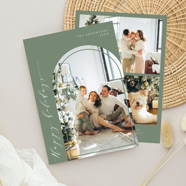 Cartão De Festividades Sage de fotos de feriados felizes com script minim (Criador carregado)