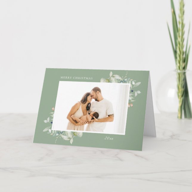 Cartão De Festividades Sage Fotográfica do Quadro Botânico de inverno do  (Frente)