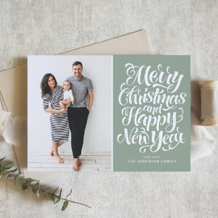 Cartão De Festividades Sage Green Feliz Natal e Feliz ano novo Foto