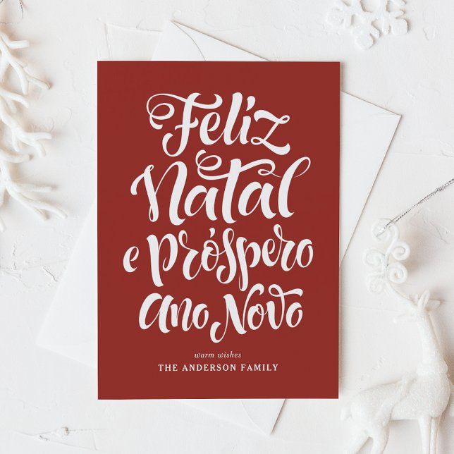 Cartão De Festividades Sage Green Feliz Natal e Próspero Ano Novo Script (Criador carregado)