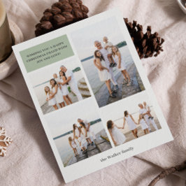 Cartão De Festividades Sage Moderno Neutro 4 Fotos Elegantes