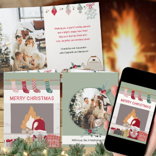 Cartão De Festividades Sage Nórdico Gnome Lareira Hygge Natal