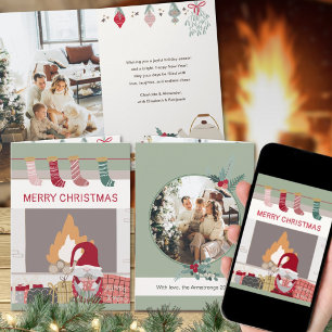 Cartão De Festividades Sage Nórdico Gnome Lareira Hygge Natal