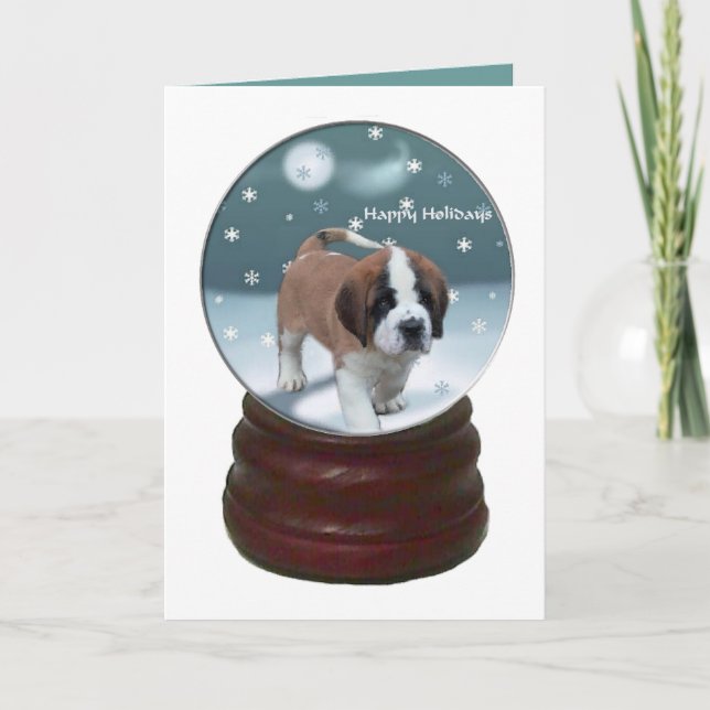 Cartão De Festividades Saint Bernard Puppy Christmas Gifts (Frente)
