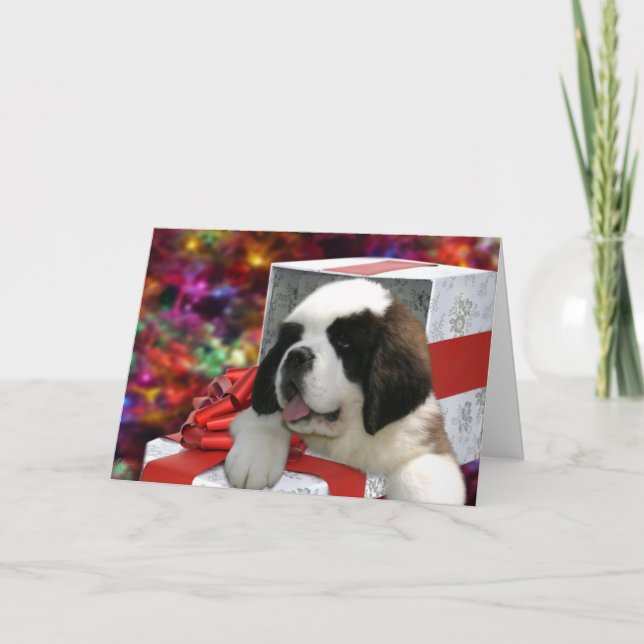 Cartão De Festividades Saint Puppy Christmas Card (Frente)