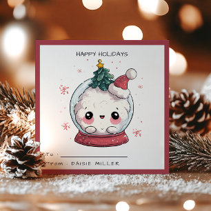 Cartão De Festividades Sala de Aula Infantil Kawaii Globo de Neve Natal F