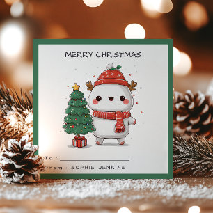Cartão De Festividades Sala de aula infantil Rena de Natal Kawaii Férias 