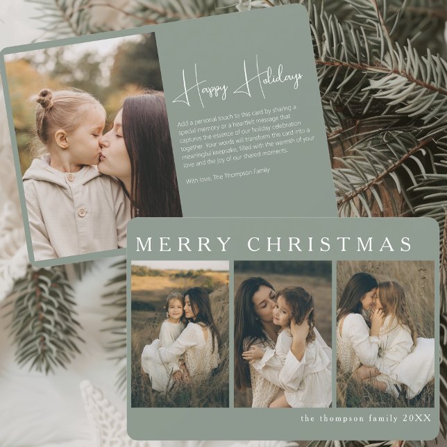 Cartão De Festividades Sala de Fotografias Simples de Natal Elegante Mini (Criador carregado)