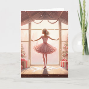 Cartão De Festividades Sala Rosa de Bailarina Charme Inverno Natal