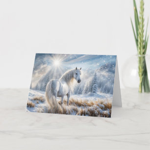 Cartão De Festividades Salas de Natal Saudações Bonito Stallion White