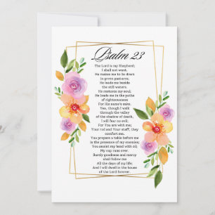 Cartão De Festividades Salmo 23 Quadro Floral Geométrico