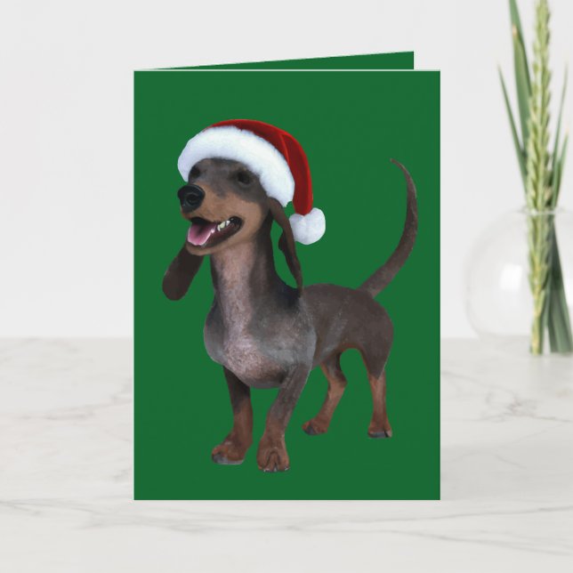 Cartão De Festividades Salsicha De Dachshund Pronta Para Feriados, Cão Co (Frente)