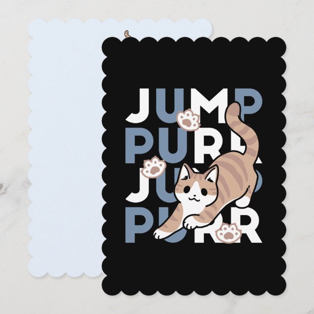 Cartão De Festividades Salto Purr de Salto: Design de Gato Reproduzível c (Frente/Verso)