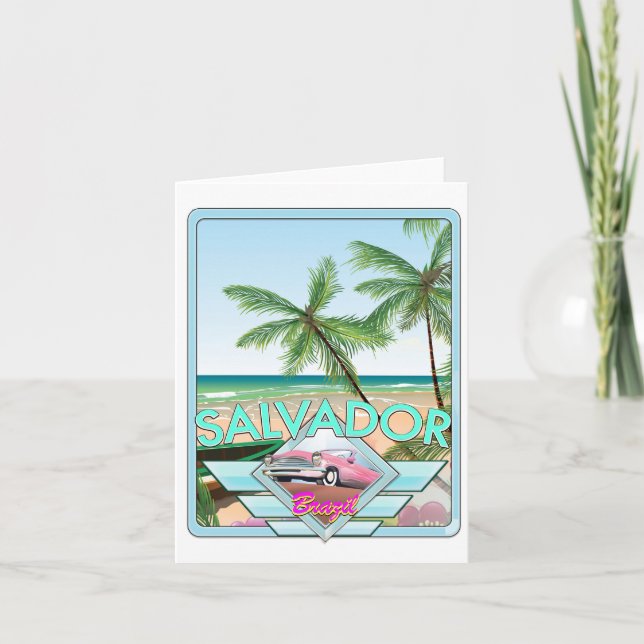 Cartão De Festividades Salvador Brasil vintage poster de viagens. (Frente)