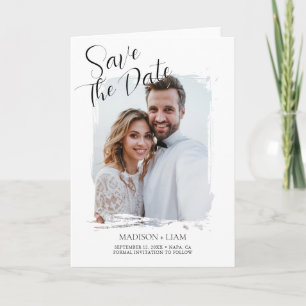 Cartão De Festividades Salvar a Data de Casamento com Foto Moderna
