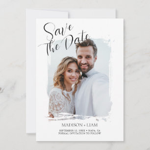 Cartão De Festividades Salvar a Data de Casamento com Foto Moderna