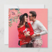 Salvar a Data de Casamento Floral Rosa