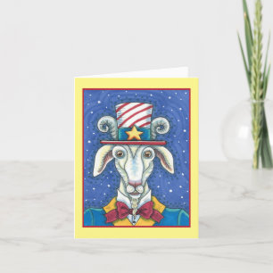 CARTÃO DE FESTIVIDADES SAM DO TIO DE GOAT ANTIGO, BILLYGOAT PATRIÓTICO DE