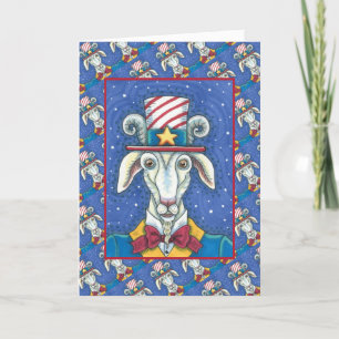 CARTÃO DE FESTIVIDADES SAM DO TIO DE GOAT ANTIGO, BILLYGOAT PATRIÓTICO DE