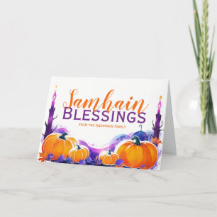 Cartão De Festividades Samhain Blessings Pumpkins & Candles Halloween