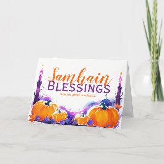 Cartão De Festividades Samhain Blessings Pumpkins & Candles Halloween