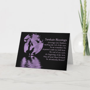 Cartão De Festividades Samhain Blessings Witch Wolf Raven Owl