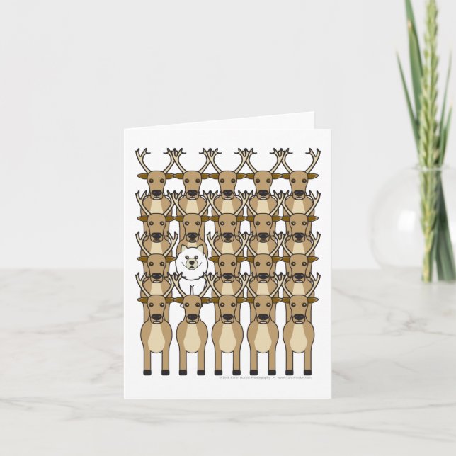 Cartão De Festividades Samoyed in the Reindeer (Frente)