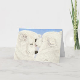 Cartão De Festividades Samoyed Love Greeting Card