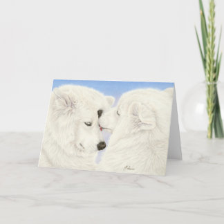 Cartão De Festividades Samoyed Love Greeting Card