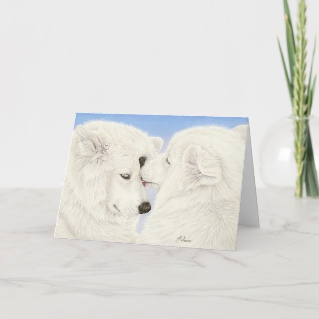 Cartão De Festividades Samoyed Love Greeting Card (Frente)