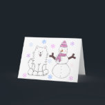 Cartão De Festividades Samoyed & Snowman<br><div class="desc">Este item tem meu design Samoyed & Snowman nele.  Maravilhoso design de férias para dar como presente ou para guardar para você.</div>