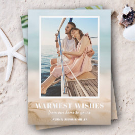 Cartão De Festividades Sand and Sea Beach Photo Christmas