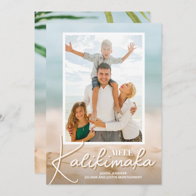 Cartão De Festividades Sand and Sea Beach Photo Mele Kalikimaka  (Frente/Verso)