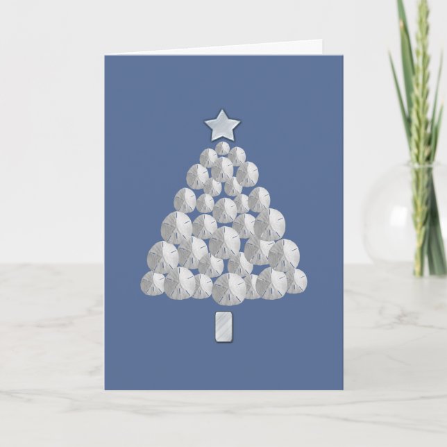 Cartão De Festividades Sand Dollar Christmas Tree (blue) (Frente)